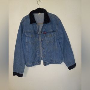 Vintage Goodfellows denim jacket with black velvet trim 90s